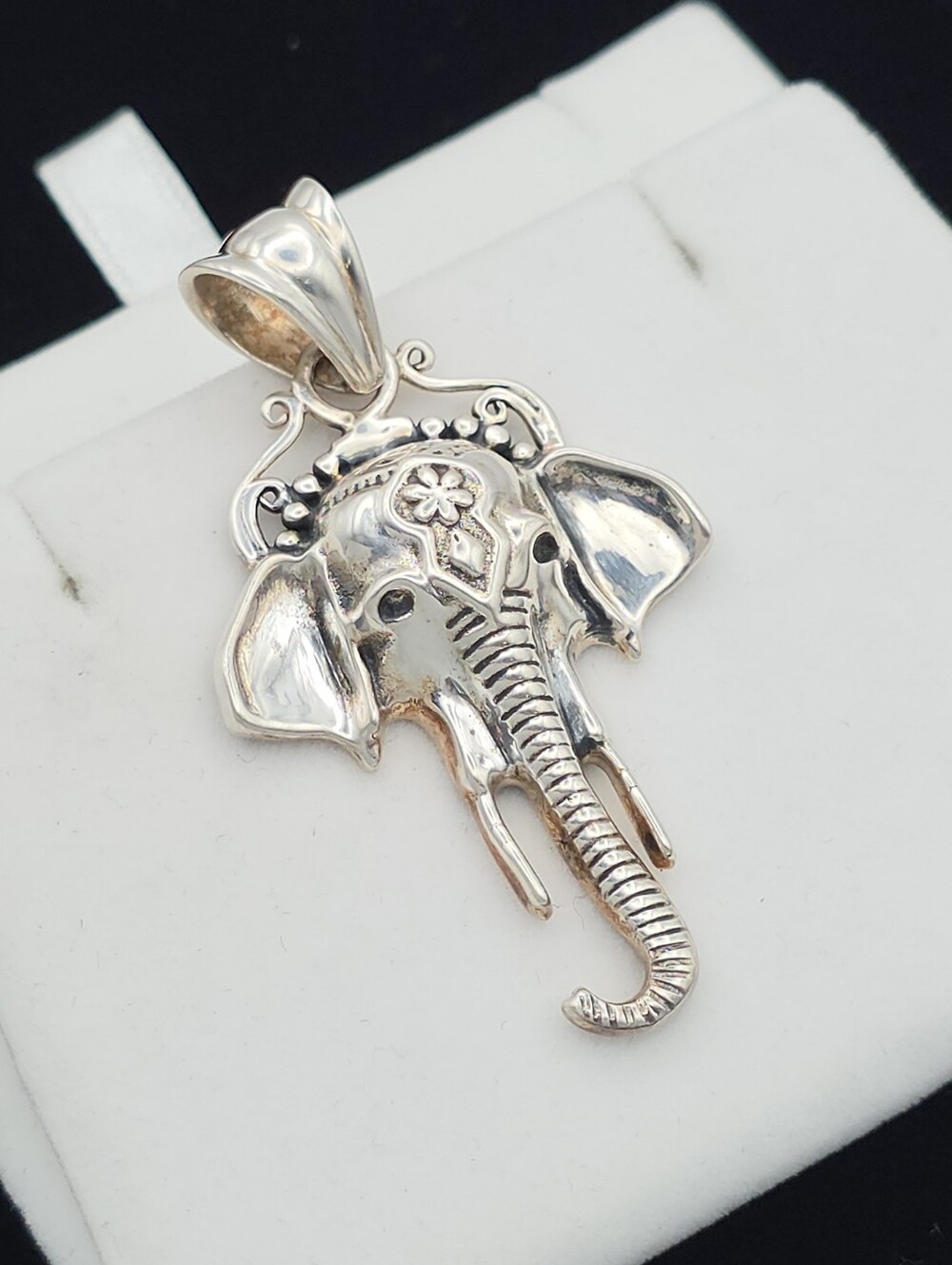 Arya 925 Sterling Silver Bali Style Figural Elephant Pendant Necklace Enhancer